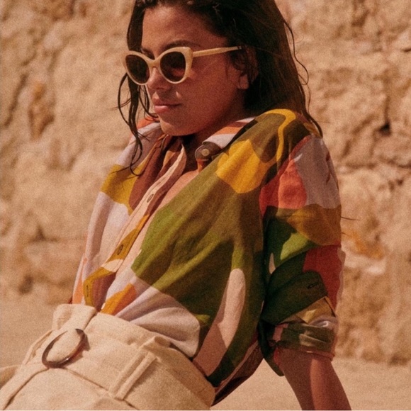 Sézane x Rafael Uriegas Silk Pierro Shirt in Lugar 36 US 4 - Picture 3 of 7